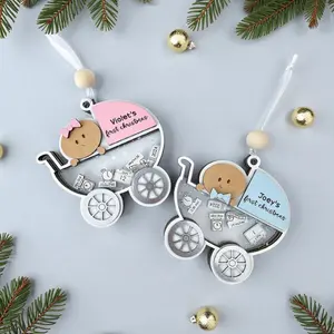 Personalized Baby’s First Christmas Ornament 2025 – Custom Baby Carriage Keepsake for Newborn Boy or Girl