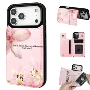 Lily/wallet card holder, credit card slot phone case, cute phone case, fashionable and trendy coin pocket magnetic phone case, multi-card slot design with wallet function, compatible with iPhone 17/16/15/14/13/12, holiday gift.