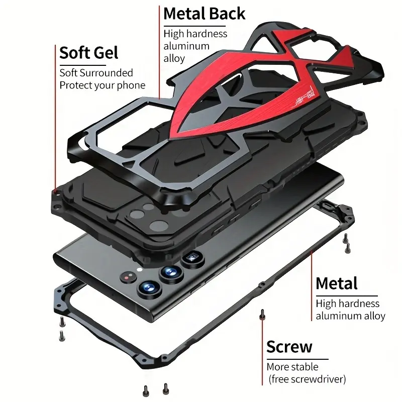 for Samsung Galaxy S26 S25 S24 S23 S21 Ultra S21+ A72 A52 Case Drop Protection Phone Case Ultra-Durable Phone Case - Lanyard Equipped, Shockproof, and Scratch-Resistant Aluminum Alloy Protective Frame Case - Durable, Lightweight, Sleek Design
