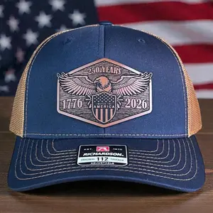 USA 250th Anniversary America 1776-2026 Eagle Patriotic Leather Patch Hat