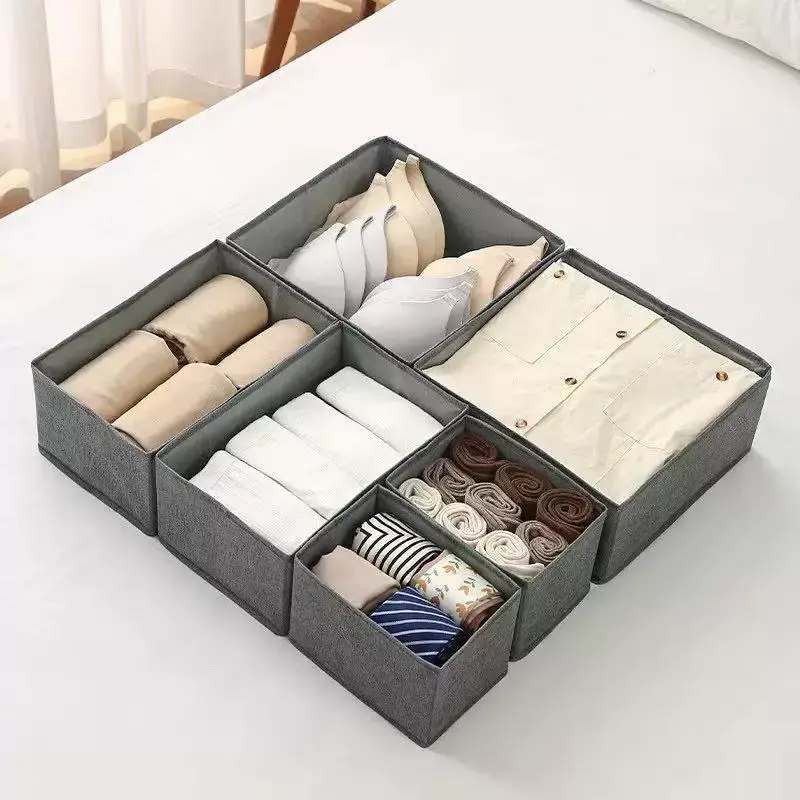 6-pack desktop drawer storage box, fabric foldable drawer organizer, suitable for office supplies, cosmetics, tea, underwear, socks, bras, wardrobe storage and organization, kitchen, closet, dressing table drawer organization, drawer storage box