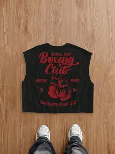 Men's Short Boxer Sport Tank Top, Summer Vacation Basic, Simple Boxing Glove Pattern, Casual Streetwear, Inner Layer Outer Wear, Holiday Gift