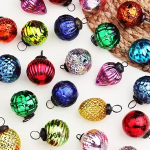 24 Large Vintage Christmas Ornaments Multi Glass Christmas Balls Unique Large Ornaments for Christmas Tree, Halloween, New Year, Valentine Day, Event & Wedding Party Decor- 2"