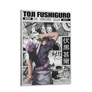Minimalist Toji JJK Anime Poster Print, Retro Manga Wall Art, Minimalist Otaku Decor