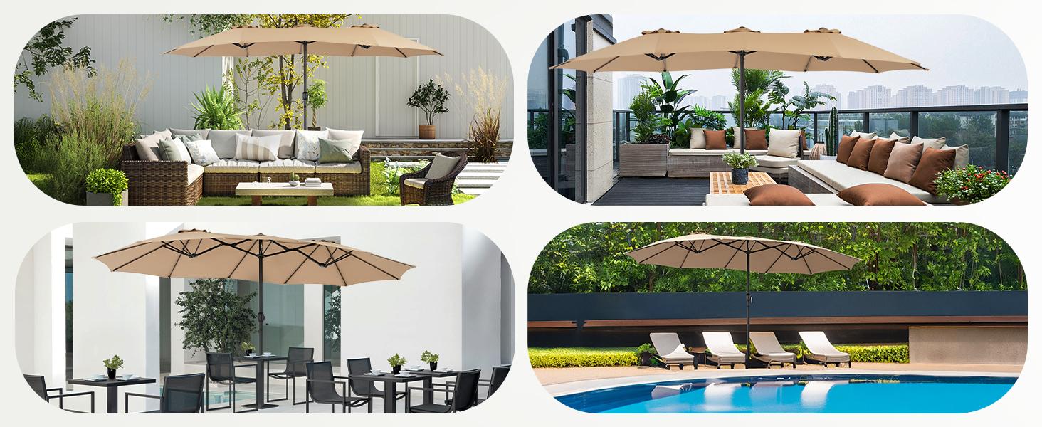 Large Patio Umbrellas with Base Included, Outdoor Double-Sided Rectangle Big Market Umbrella with Stand, Outside Umbrellas for Poolside Lawn Backyard. Large Patio Umbrellas with Base Included, Outdoor Double-Sided Rectangle Big Market Umbrella with Stand, Outside Umbrellas for Poolside Lawn Backyard.