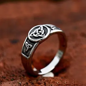 GTHIC Simple Celtic Knot Viking Ring Stainless Steel Minimalist Jewelry for Men and Women Daily Wear