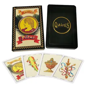 Spanish Style Poker Cards Set, Puerto Rican & Mexican Design, Themed Card Game, 40 Plastic Spanish Playing Cards, Includes Card Box