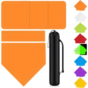 5 count Baseball & Softball Base Set with Portable Carrying Bag 3 Toss Down Bases 1 Homeplate 1 Pitching Rubber for Kickball Softball Backyard Playground Practice Adults