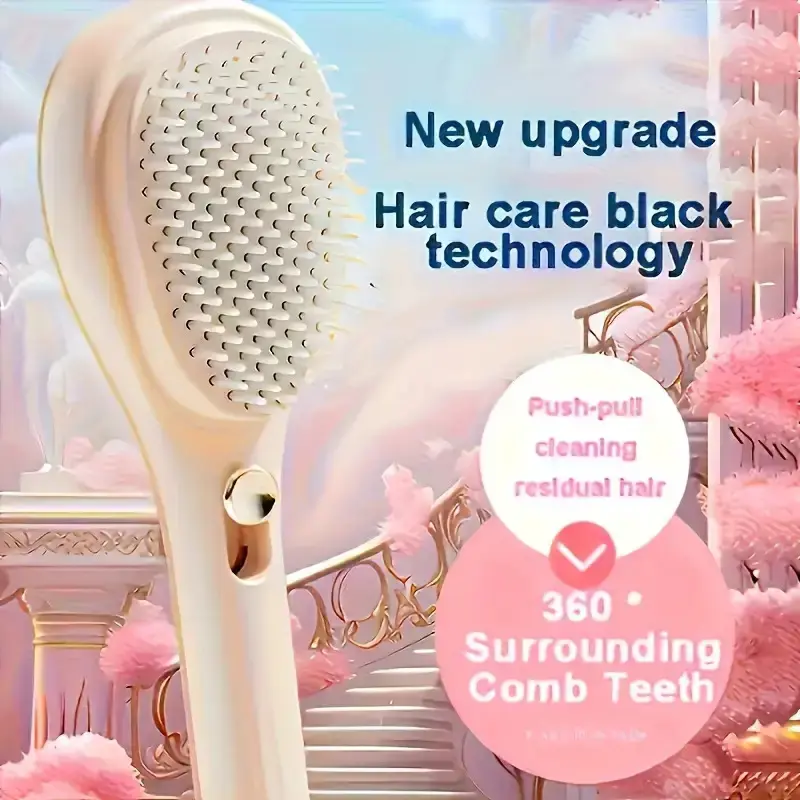 1-Piece Anti-Static 360 °     Detachable Hair Comb - Portable Telescopic Design, Plastic Bristles, ABS Handle, Easy Styling for All Hair Types
