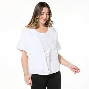 Hue 2-piece Cotton Knit Kimono Wrap and Tank Set