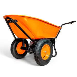 SuperHandy Wheelbarrow Electric 24V DC 300 lbs Max Load Bucket Self-Emptying Material Debris Transport Cart