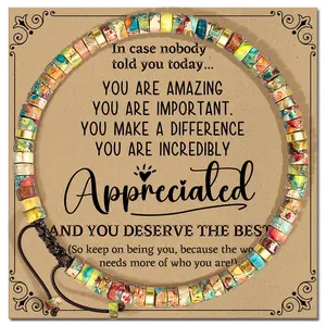 1pc Coworker Appreciation Bracelet with Imperial Jasper - "You Make a Difference" Amulet for Work Bestie, Office Gifts, Farewell Celebration Jewelry, Engagement, Beads