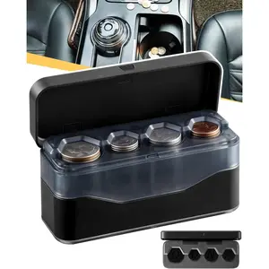 Larger Capacity Car Coin Holder Change Coin Organizer for Different Size Coins Compact Portable Coin Dispenser Storage Fit for Most Vehicle Trucks Transparent Black Car Accessories