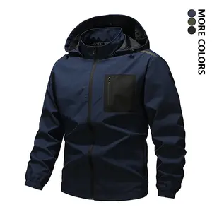Men's Outdoor Hooded Jacket Warm Windproof Coat Cold Resistant for Outdoor Riding, Training, Hiking, Mountaineering, etc. Versatile Casual Jacket for Teenagers, Chest Zipper Pocket, Vintage Trendy Windbreaker