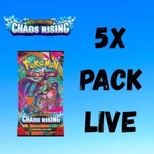 Chaos Rising Pokemon Collectible Trading Cards - 5x Authentic English Play Booster Packs, Trading Card Box Live Rip