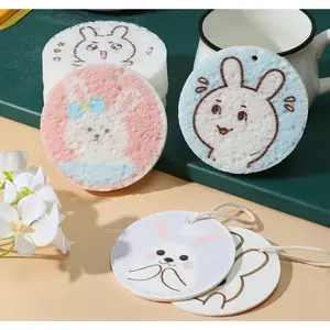 Super-absorbent kitchen cleaning sponge block made from biodegradable wood pulp. Ideal for dishwashing, wiping counters, and general household cleaning. Expands with water, durable, reusable, and multifunctional. Color/style ships randomly.