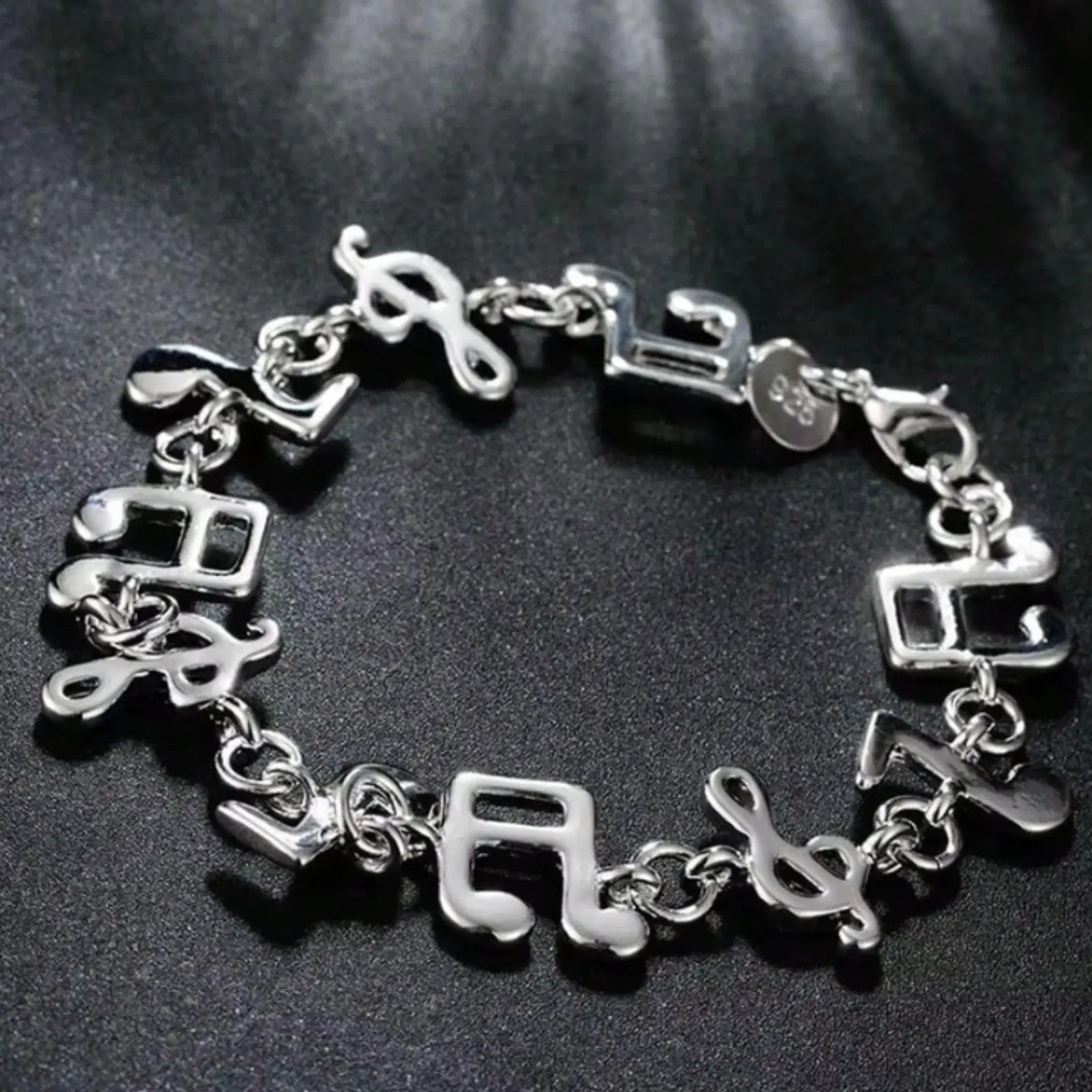 Beautiful 925 Sterling Silver Musical Note Necklace for Women, Wedding Party, Student, Christmas Gift, Fashion Jewelry