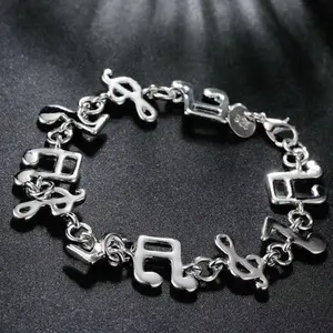 Beautiful 925 Sterling Silver Musical Note Necklace for Women, Wedding Party, Student, Christmas Gift, Fashion Jewelry