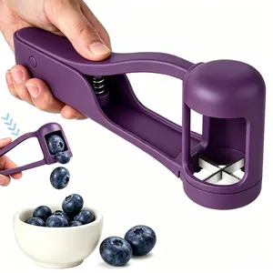 1-Press Grape Slicer, BPA-Free ABS Multi-Fruit Cutter With 304 Stainless Steel Serrated Blades, Anti-Choking Small Fruit Slicer for Toddler Baby Snacks School Lunch Box Prep