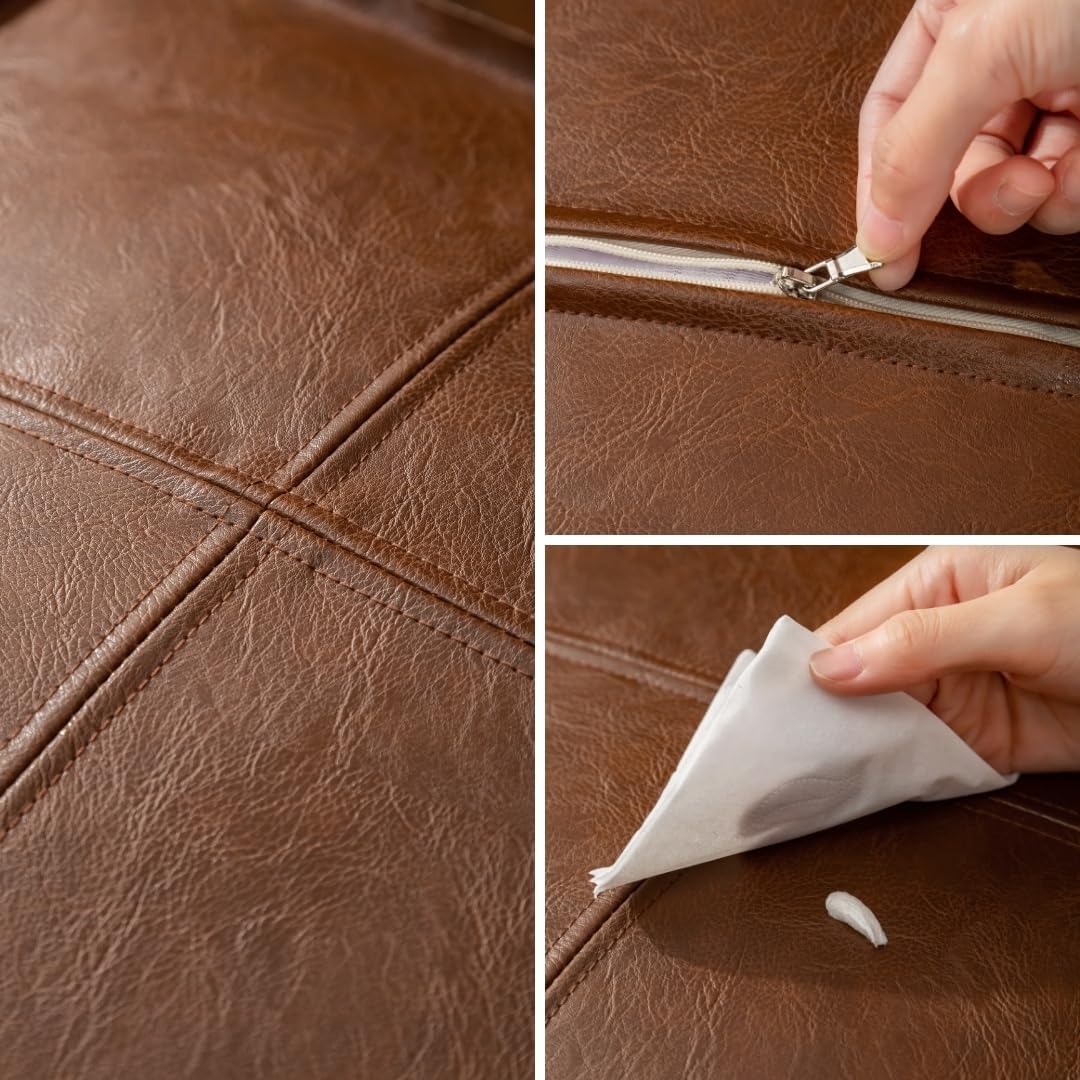 Unfilled Futon Ottoman Cover, 15.7" Square Bean Bag Footstool with Storage, Soft Artificial Fabric Storage Ottoman (Cover Only)