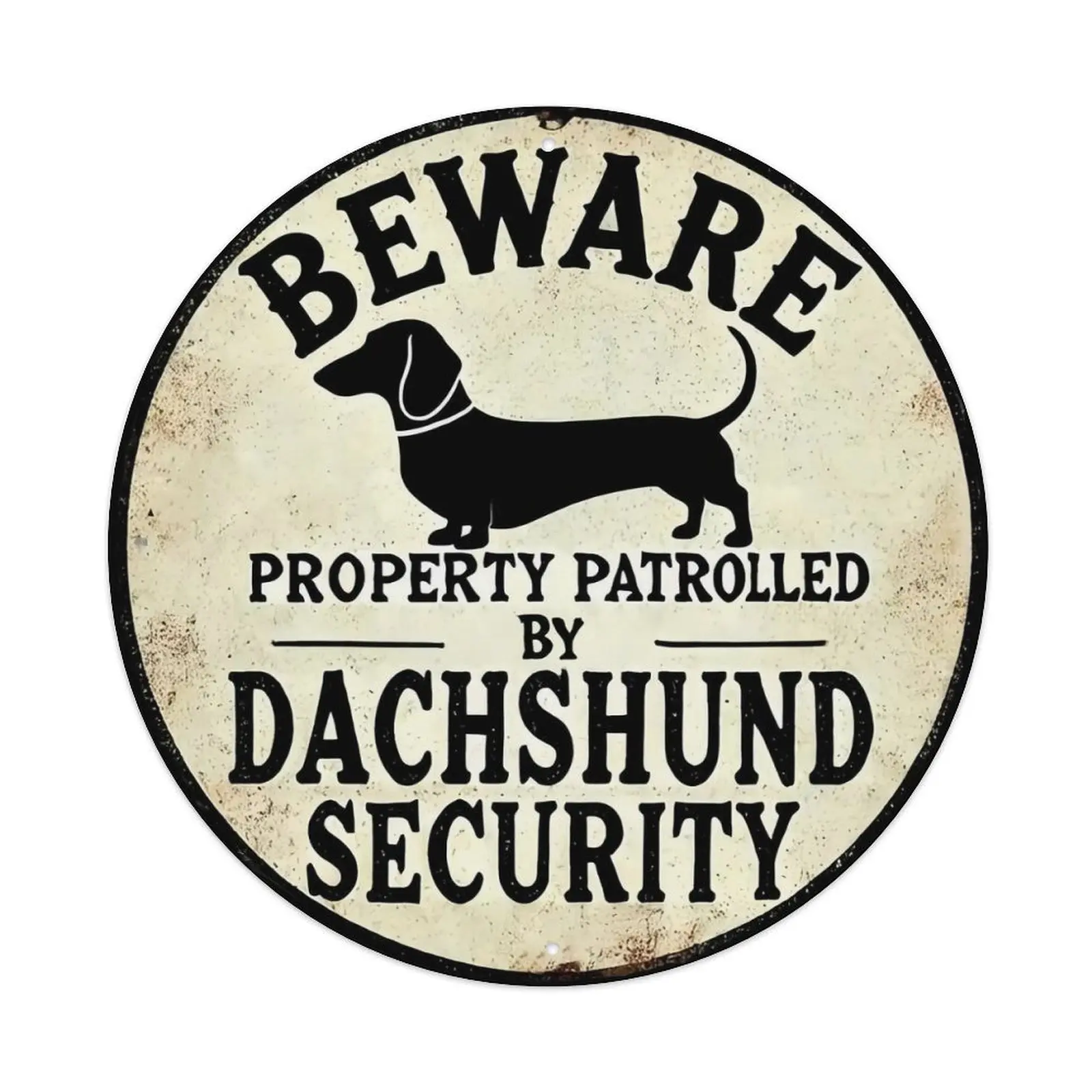 8-Inch Dachshund Security Patrol Sign - Durable Iron, Suitable For Outdoor Cafes And Bars, Dachshund, Traffic, Perfect Room Decoration, Round Metal Sign, Vintage Decor Outdoor Decor Wall Art Room Decor Bedroom Wedding Decor
