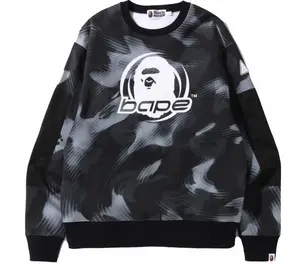 Bape Stroke Camo Black Relaxed Fit Crewneck Sweater Size XL