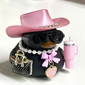 black white duck design car ornament, vehicle decoration accessory, essential for cars, casual vacation-style duck car decor, motorcycle and bicycle interior accessories
