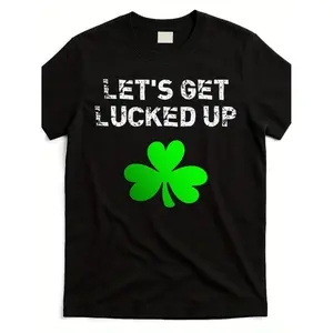 Celebrate St Patrick's Day with a Humorous Irish Good Luck T Shirt Featuring Four Leaf Clover and Lettering Unisex Casual Round Neck Short Sleeve Tee Ideal for Parties and Year Round Wear
