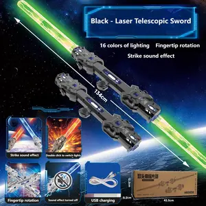 Double-Edged RGB Light Saber Toy Purple Portable Durable Multifunction USB Rechargeable with 16 Light Colors & 3 Sound Modes for Home Party Cosplay Indoor Recreation Gift for Him