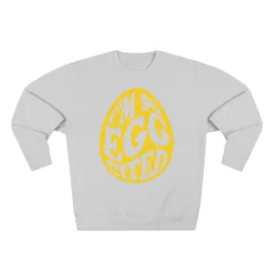 I’m Eggcited Yellow Egg Graphic Sweatshirt | Easter Spring Pullover