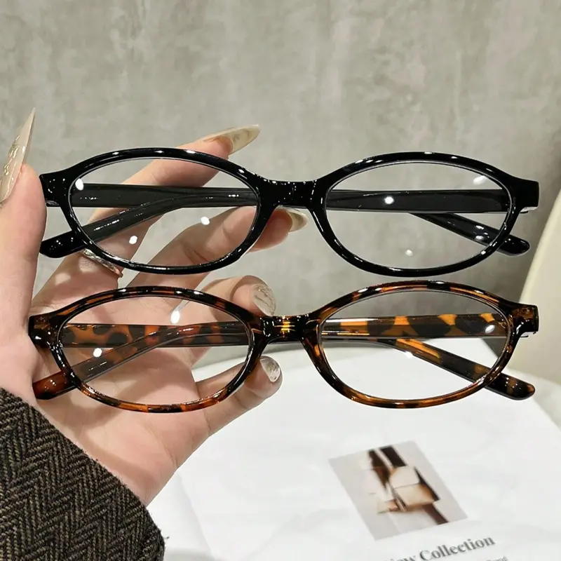 Women's Small Oval Full-Rim Glasses, Trendy Leopard Print Frame, Fashion Eyewear for All Seasons, Casual Eyeglasses, Stylish Eyewear, Decoration Eyewear