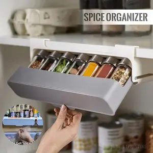 Self-Adhesive Kitchen Spice Rack – Wall-Mounted & Under-Shelf Seasoning Organizer for Storage and Spice Jars Over-The-Door Multi-Pocket storage  containers