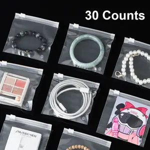 Self-sealing Zipper Pouch, Organizational Zipper Storage, 20pcs/30pcs Reusable Multipurpose Jewelry Storage Bag, Rectangle Shape Storage Bag for Travel & Daily Use, Space Saving Organizer, Organizer, Space Saving Bags, Space Saver Bags