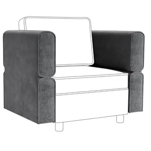 Garvee Modular Sectional Sofa Module Universal Armrest & Backrest Recline Design with 11 Angles Adjustable Armrest & Backrest Grey 26.4" D x 4.7" W x 23.7" H