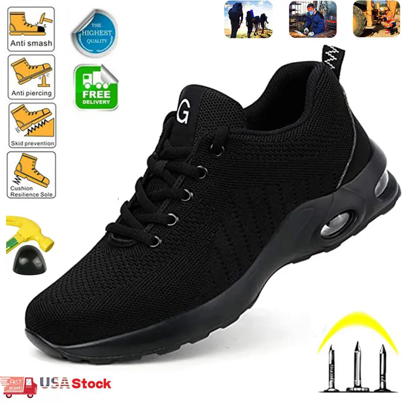 Men's Durable Steel Toe Work Boots - Closed Classic Fashion Design, Soft Kevlar Midsole, Athletic Lace-Up, Lightweight Nonslip, Wear Resistant, Breathable, Acrylic Elements, EVA Business Work & Safety Footwear, Breathable Work Footwear