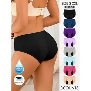 Womenswear Women'S Colorblock Comfort Seamless Period Panties, Minimalist Soft Comfy Breathable Leakproof Knicker for Daily Wear, Underwear for Women