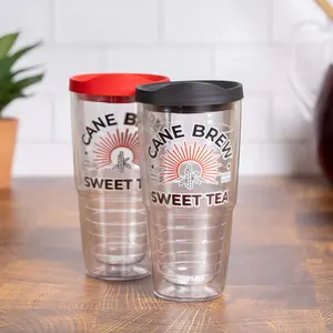 Cane Brew 24oz Tervis Tumbler Double-Wall Insulated Portable Mug with Red Lid for Sweet Tea Sippin' Drinkware Flasks