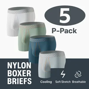 Men’s Nylon Boxer Briefs 5-Pack | Cooling, Soft Stretch, All-Day Comfort