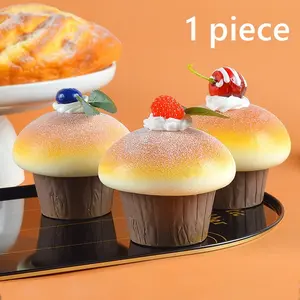 1pc PU Simulation Mushroom Cupcake Refrigerator Magnet, 3D Magnetic Decorative Sticker, Creative Home Decoration, Realistic Photo Prop
