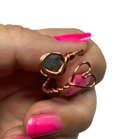 Adjustable Ring - pure copper Wire, Fits Any Finger, Choose Your Crystal, DM your size range for a custom fit