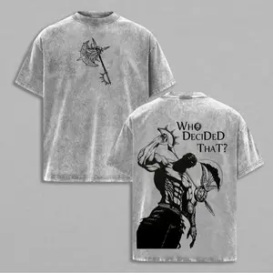 Seven Deadly Sins Escanor Oversized Tee - "Who Decided That" Pride Sin Retro Graphic Heavy Cotton Unisex Anime Streetwear Gift For Fans