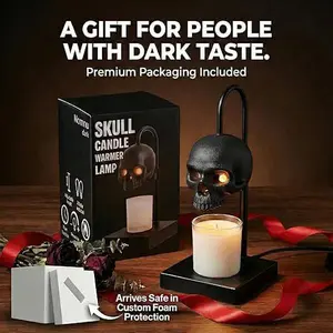 Gothic timed dimming skull-shaped table lamp, decorative table lamp, wax melting lamp, adjustable height, suitable for living room and bedroom, aromatherapy lamp