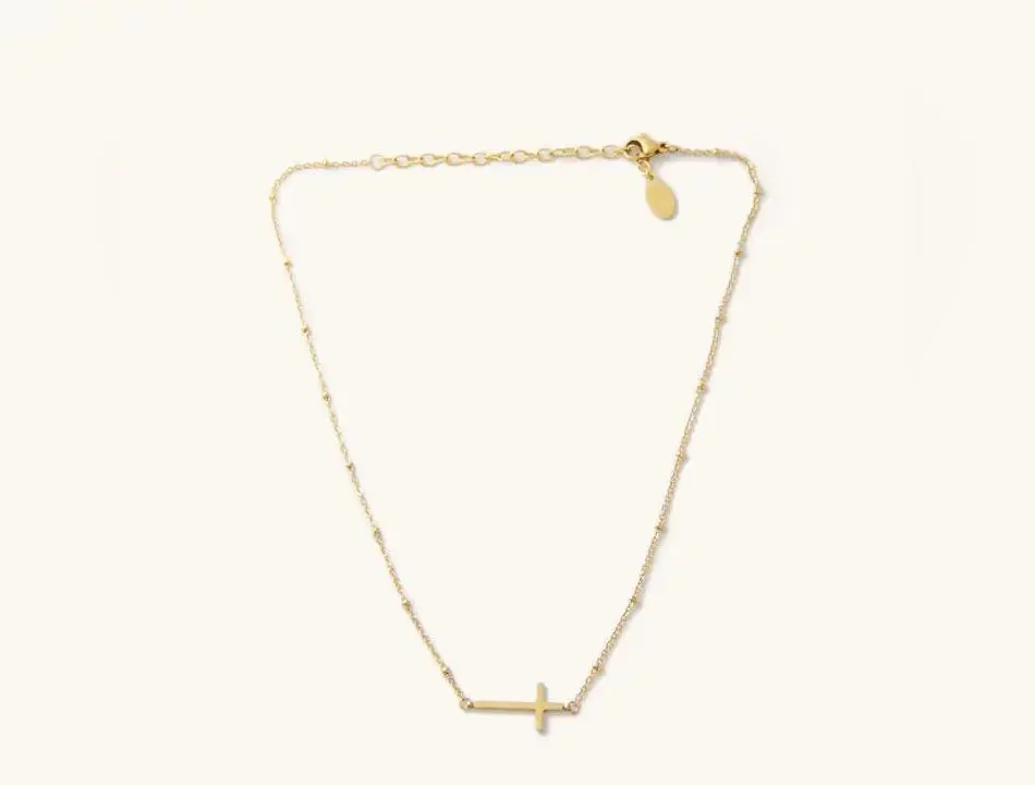 Golden Horizon Waterproof Cross Necklace