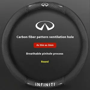 Infiniti Q50 Q60S Q70 QX30 QX50 QX55 QX56 QX60 QX70 QX8 JX35 EX25 FX35 G37 M35 ESQ Car Carbon Fiber Leather Steering Wheel Cover