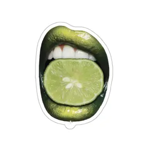 Floptok Funny Lime Lips Sticker, SOPHIE Screaming Lime Lips, Transparent and White Sticker, Multiple Sizes, Kiss-Cut Stickers