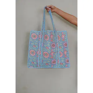 Adley Floral Tote Bag-Blue