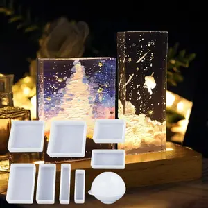 Set of 9 Square Ball Silicone Molds, DIY Cube Box Epoxy Resin Casting Molds for Jewelry Soap Dried Flower Specimen whiskey