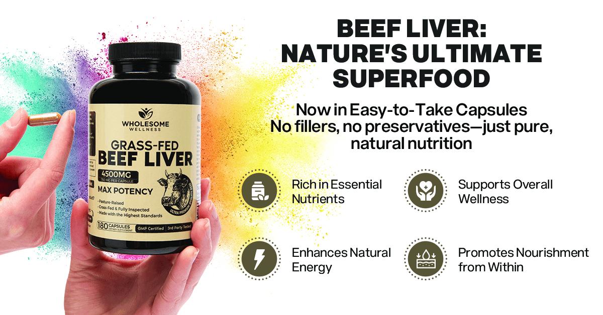 Grass Fed Desiccated Beef Liver Capsules (180 Pills, 750mg Each) - Natural Iron, Vitamin A, B12 for Energy - Humanely Pasture Raised Undefatted in New Zealand Without Hormones or Chemicals Healthcare Dietary Supplement Edible