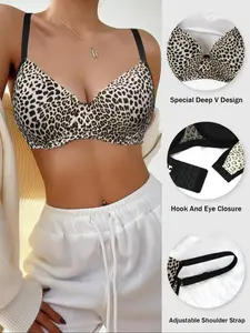 Cheetah Print Push-Up Bra, Sexy Comfortable Adjustable Straps, Easy Shape Shaping, Perfect for Daily Wear and Parties