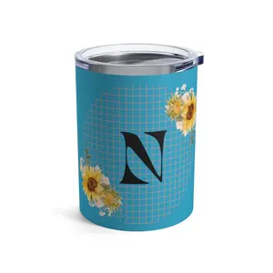 Sunflower Leaf Initial Letter (N) Tumbler 10oz